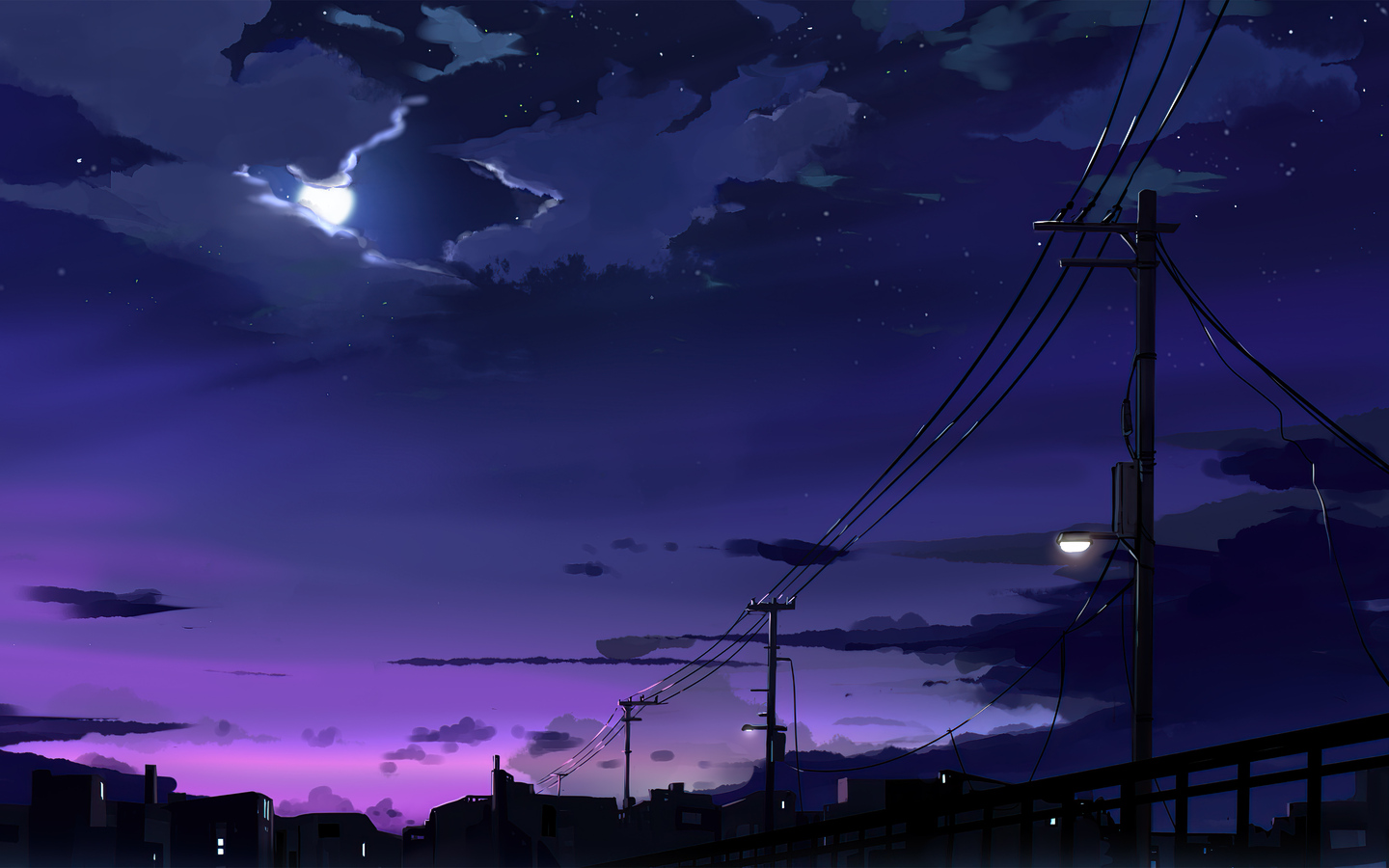 1440x900 Power Lines Moon Anime Quite Night 4k 1440x900 Resolution HD 4k  Wallpapers, Images, Backgrounds, Photos and Pictures
