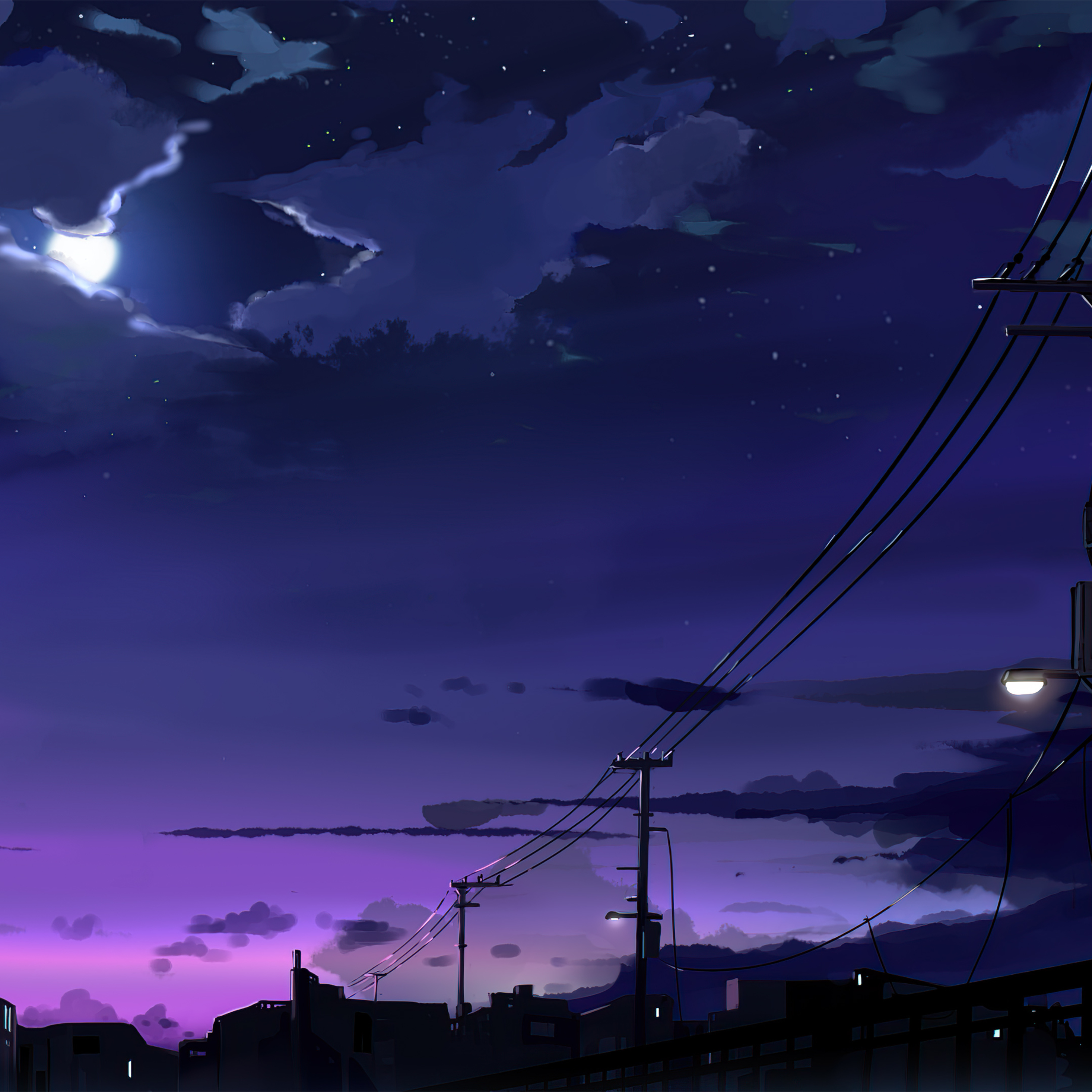 HD wallpaper anime night urban landscape sky city  Wallpaper Flare