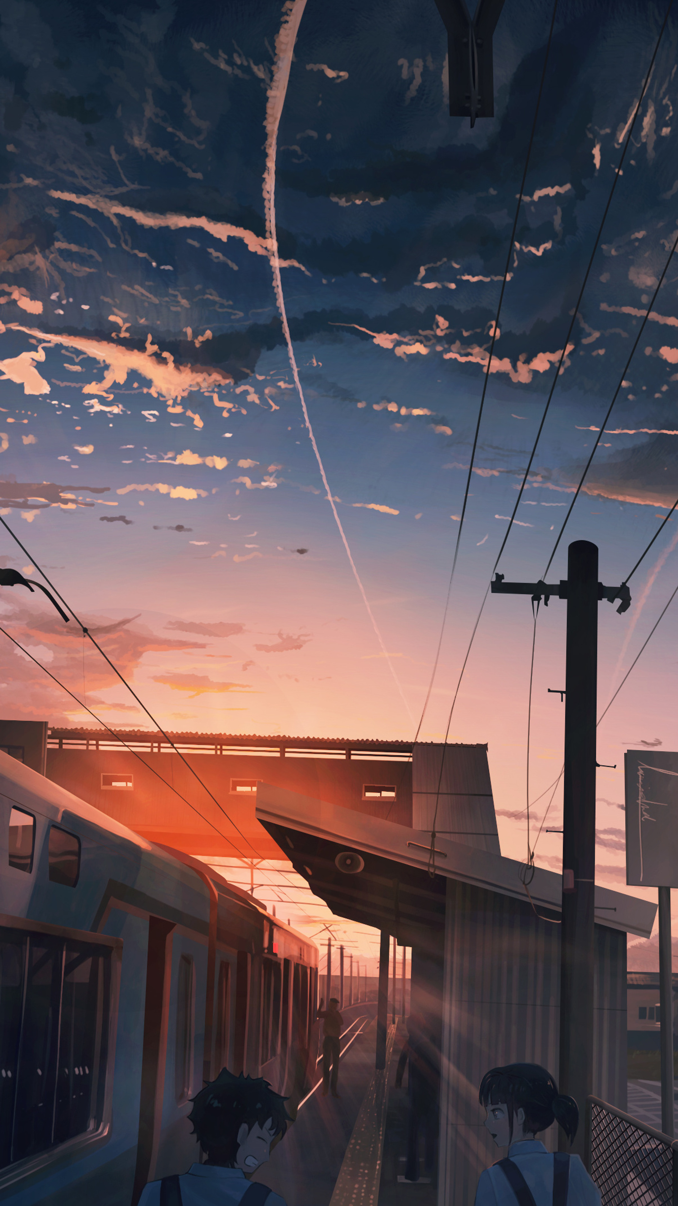 2160x3840 Power Lines Train Anime 4k Sony Xperia X,xz,z5 Premium ,hd 4k 