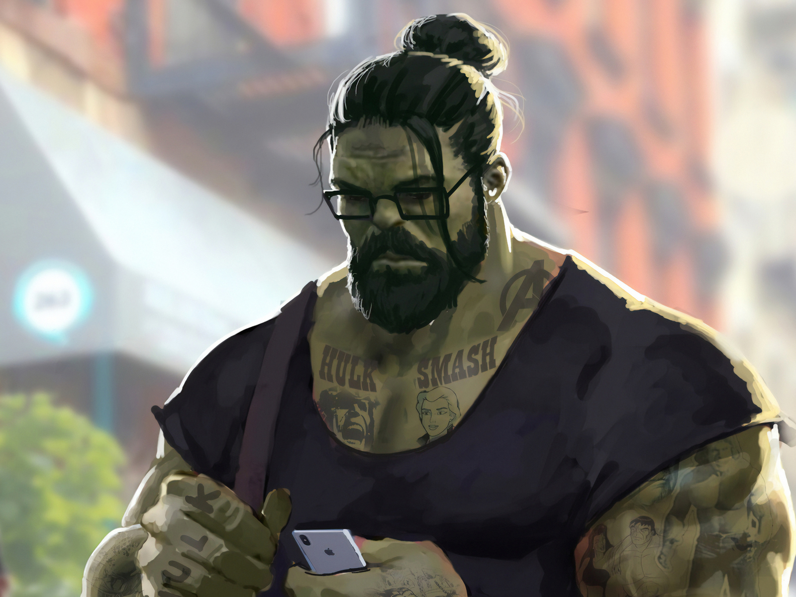 1600x1200 Professor Hulk Man Bun 1600x1200 Resolution HD 4k Wallpapers,  Images, Backgrounds, Photos and Pictures
