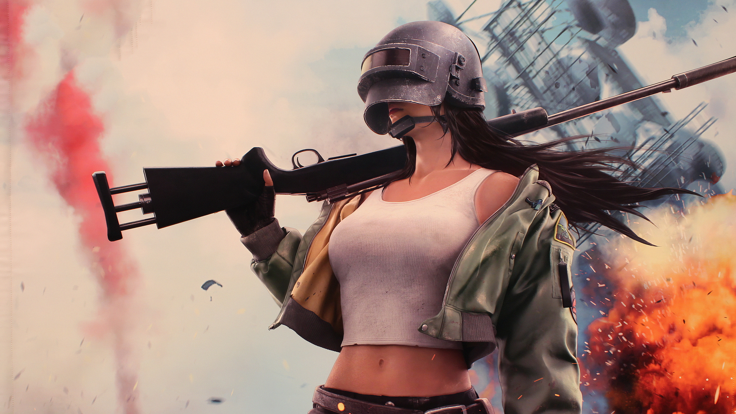 2560x1440 Pubg Helmet Girl 4k 1440P Resolution HD 4k Wallpapers, Images,  Backgrounds, Photos and Pictures
