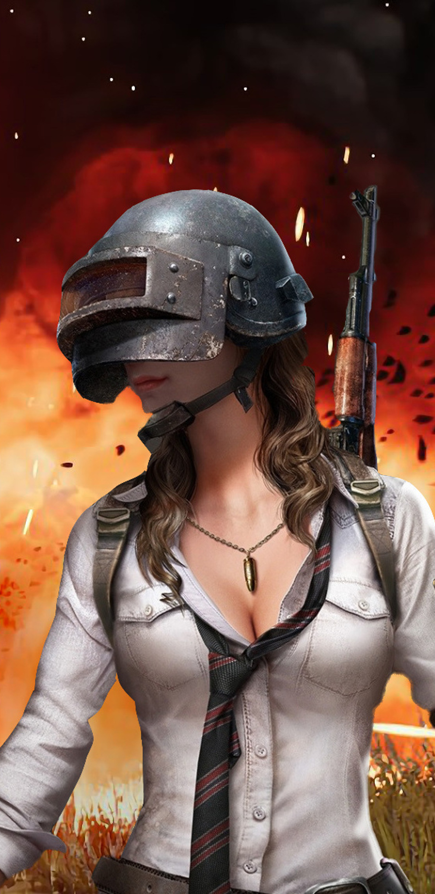 1440x2960 Pubg Helmet Girl Artwork Samsung Galaxy Note 9,8, S9,S8,S8