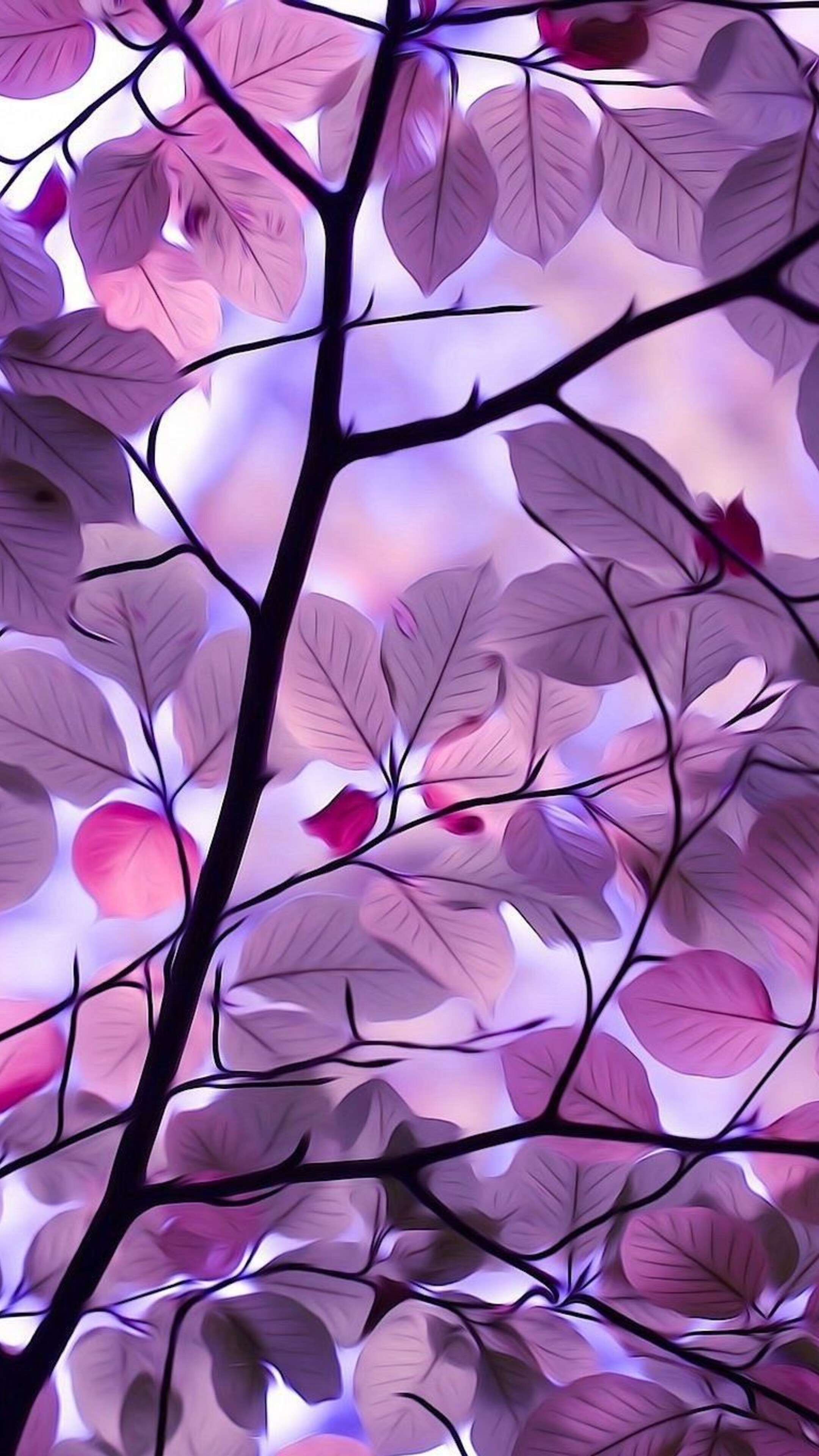 Фон главный экран телефона. Фиолетовые листья. Розовый лист. Красивый фон на телефон. Красивые заставки на экран телефона.
