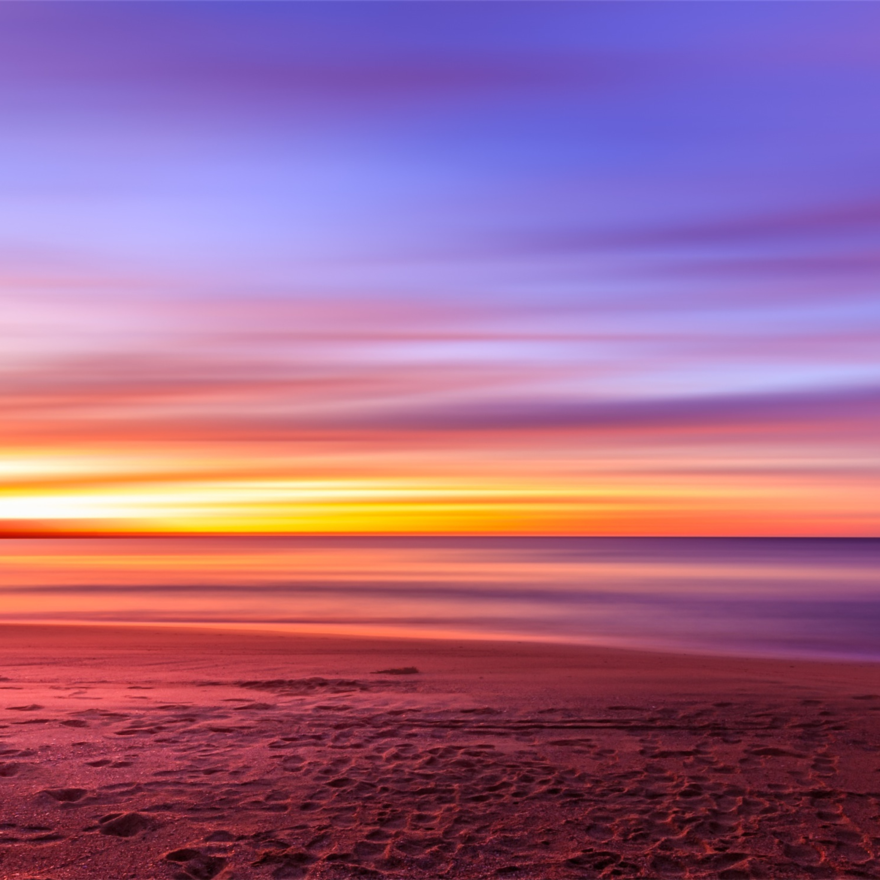 2932x2932 Purple Sky Beach Sunset Sand Footprints Ipad Pro Retina ...