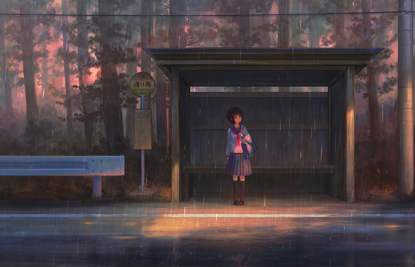 Rain Anime Girl Bustand 4k In 1400x900 Resolution. rain-anime-girl-bustand-...