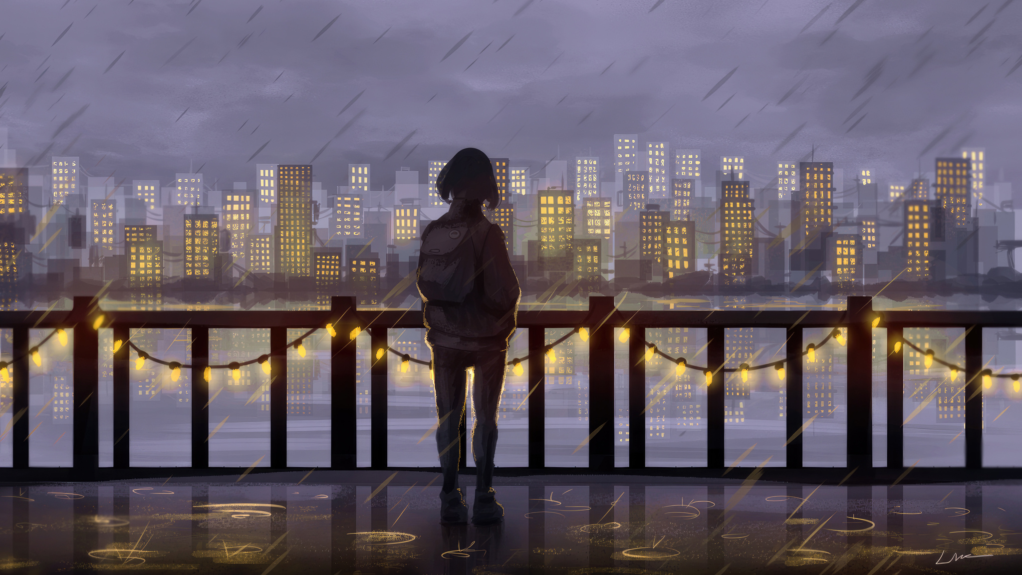 2048x1152 Rainy City And Thoughts Anime Girl Wallpaper,2048x1152 ...