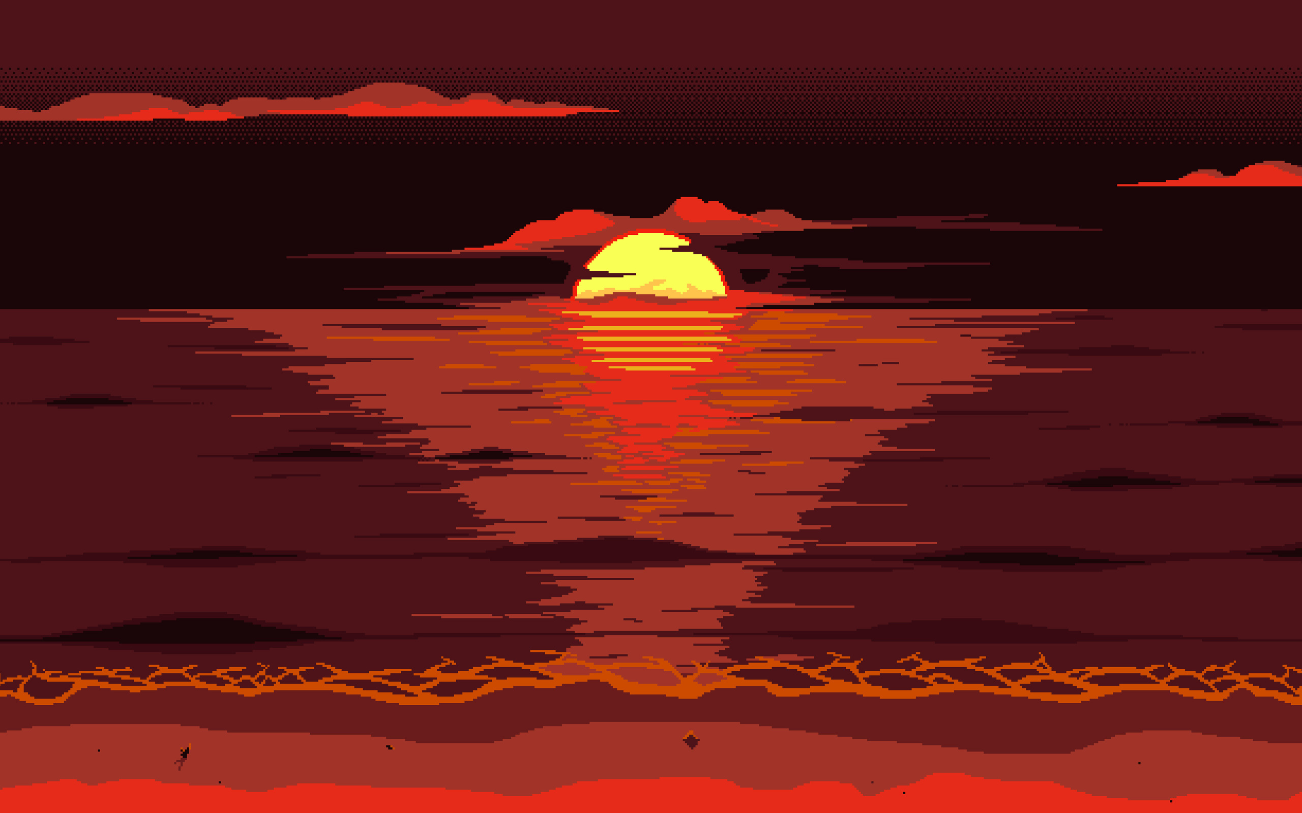 2560x1600 Red Dark Pixel Art Sunset 8k 2560x1600 Resolution Hd 4k Wallpapers Images Backgrounds Photos And Pictures