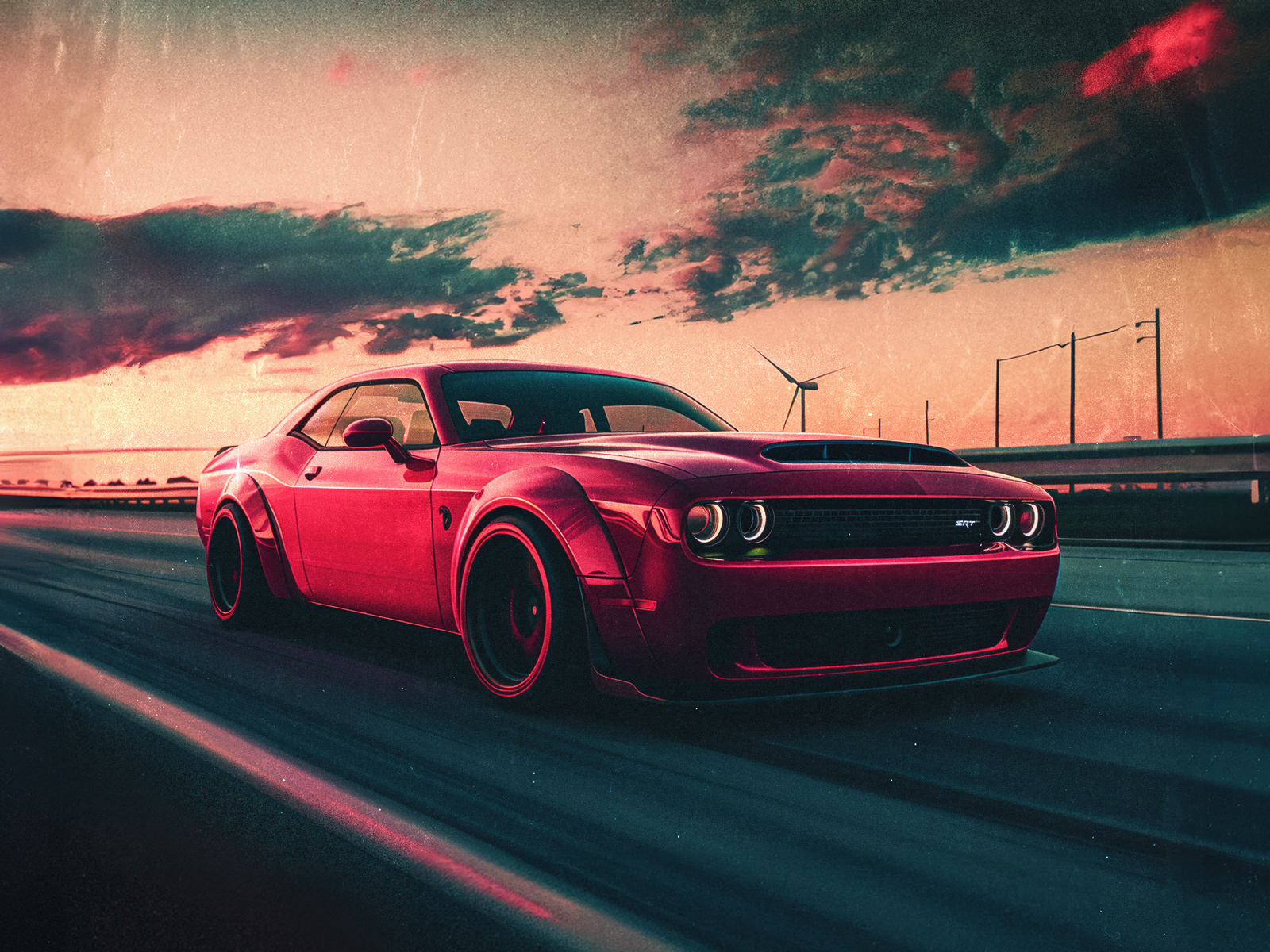 1600x1200 Red Dodge Challenger On Road Wallpaper,1600x1200 Resolution ...