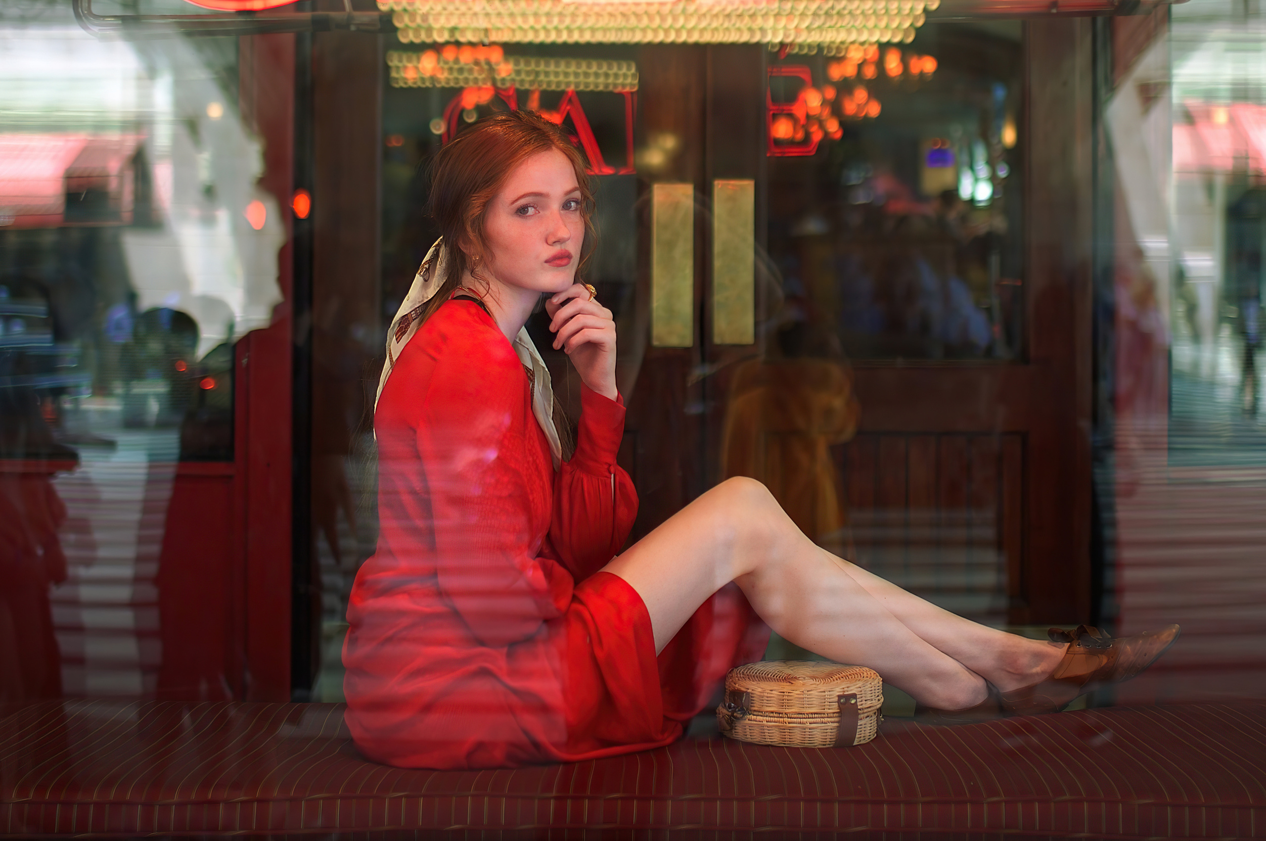 2560x1700 Red Dress Redhead Photoshoot 4k Chromebook Pixel Hd 4k