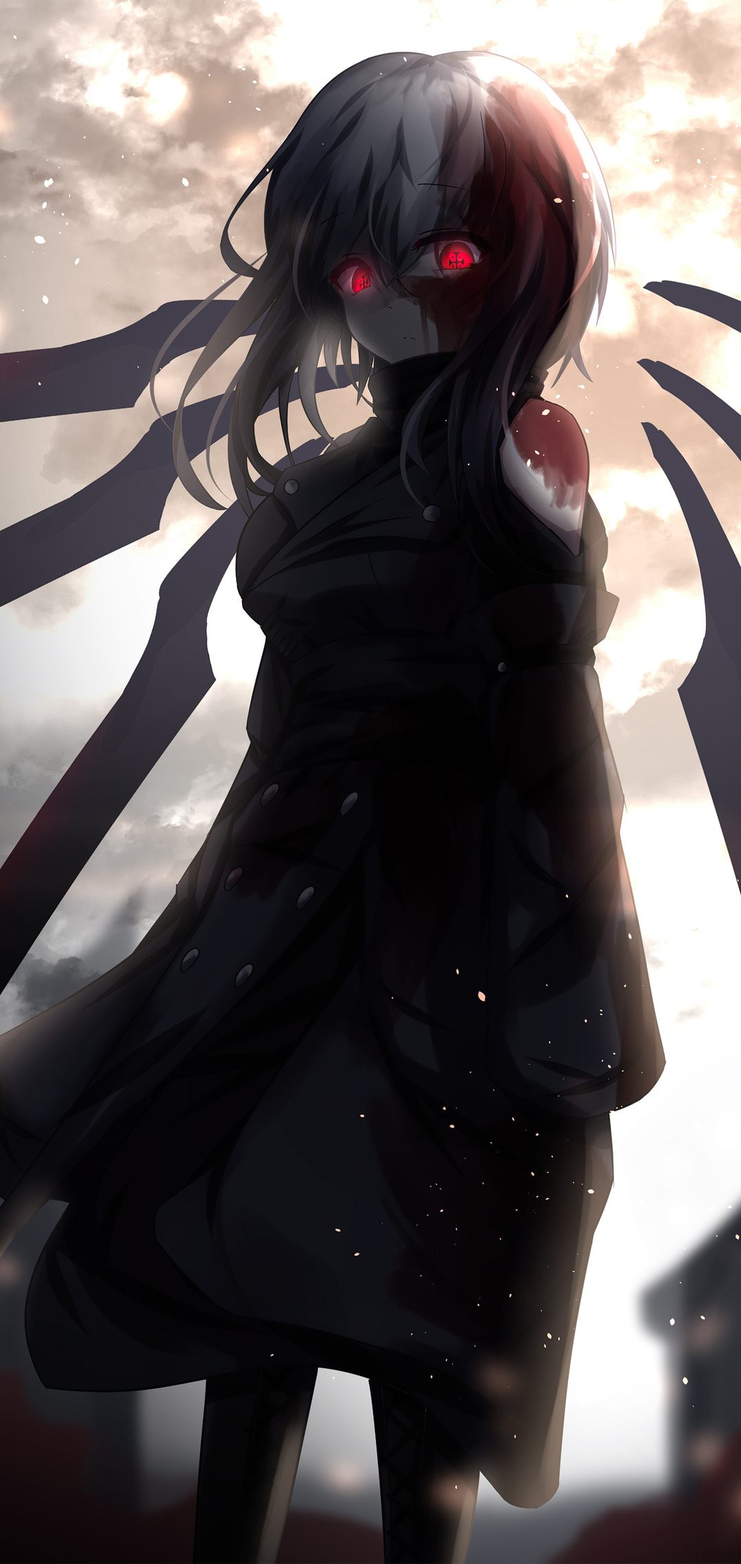 1080x2280 Red Glowing Eyes Anime Girl 5k One Plus 6 Huawei P20 Honor 