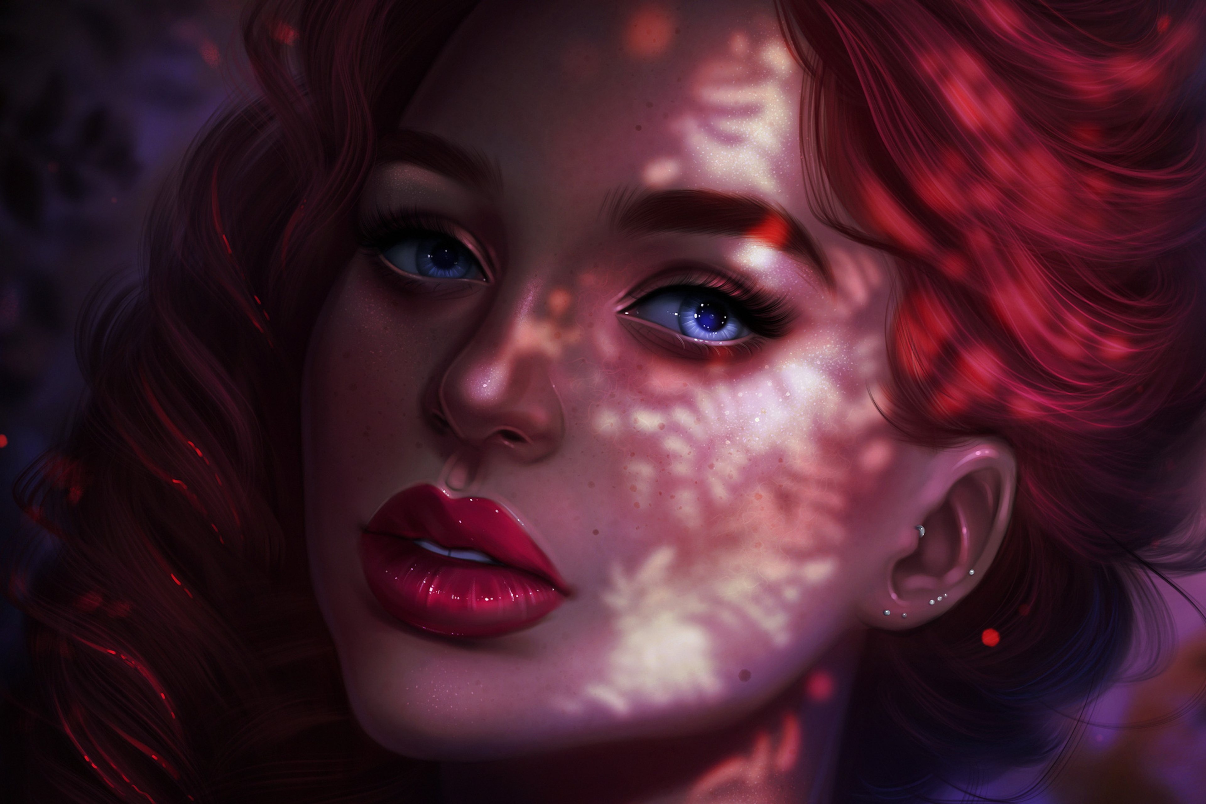 3840x2560 Red Head Girl Portrait Face Closeup 3840x2560 Resolution HD ...