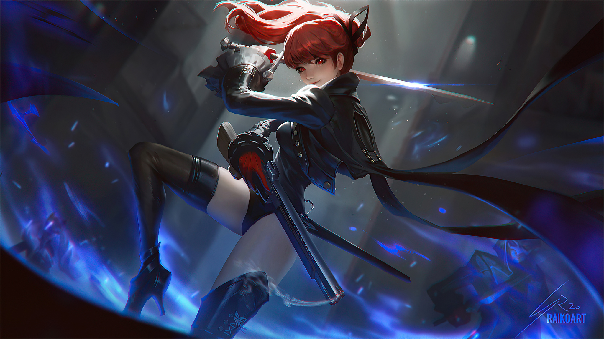 2048x1152 Red Head Sword Girl 2048x1152 Resolution HD 4k Wallpapers,  Images, Backgrounds, Photos and Pictures