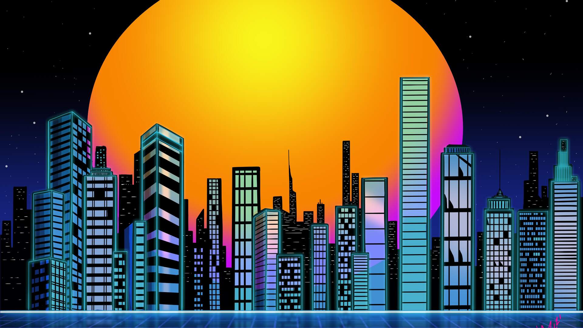 1920x1080 Retro City Sunset Laptop Full HD 1080P HD 4k Wallpapers, Images,  Backgrounds, Photos and Pictures