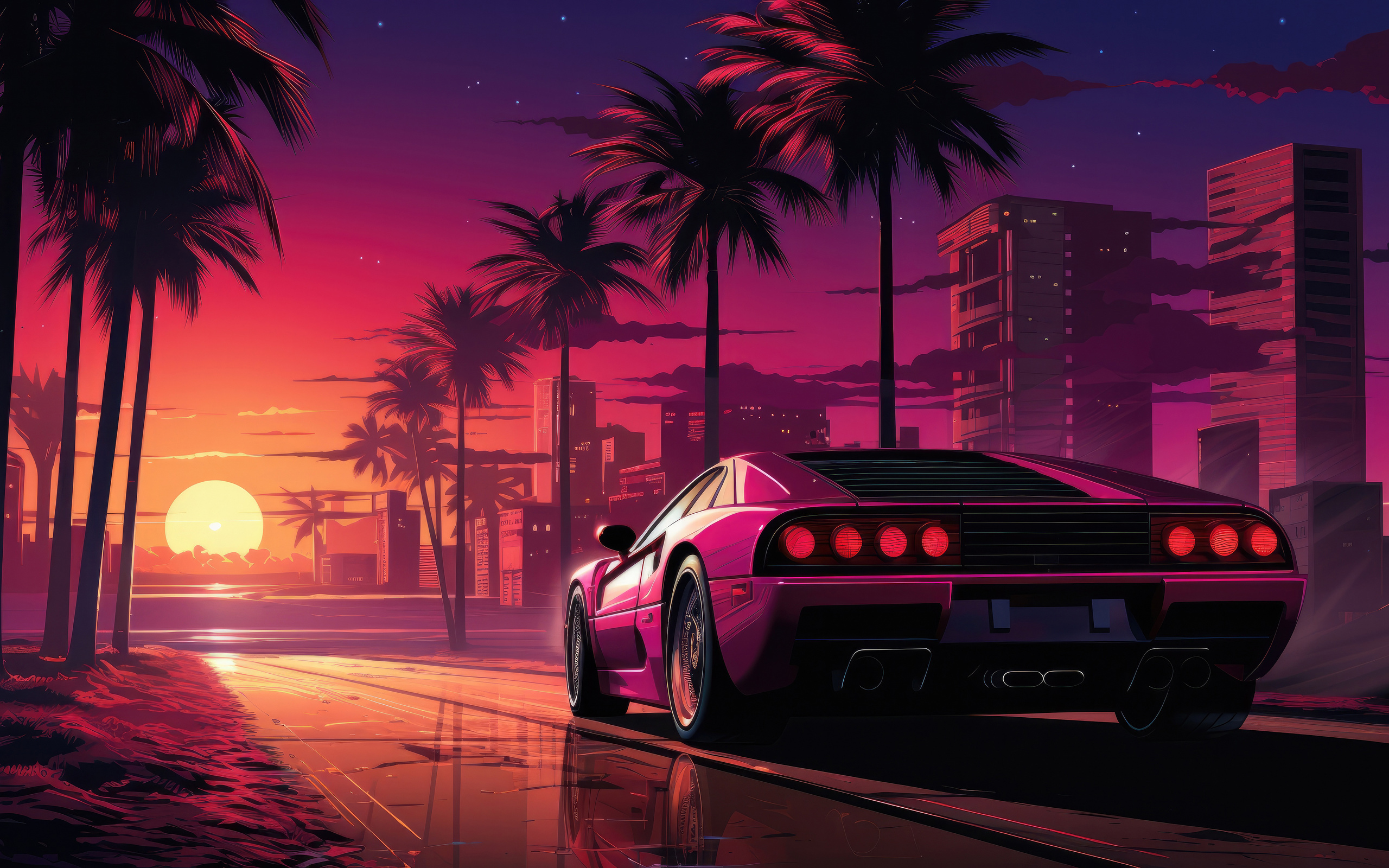 2560x1600 Retro Drive Through Palmwave Paradise Wallpaper,2560x1600 ...