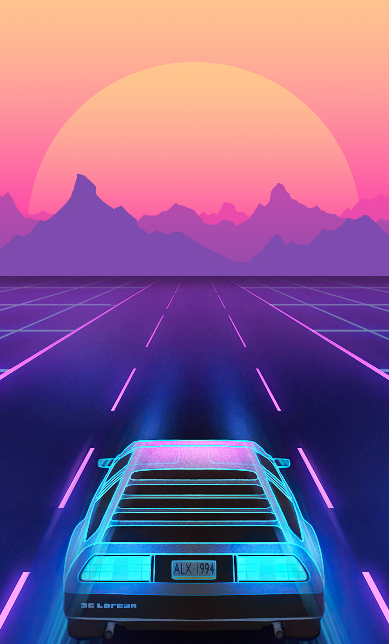 1280x2120 Retro Wave Delorean Syntwave 4k iPhone 6+ HD 4k Wallpapers ...