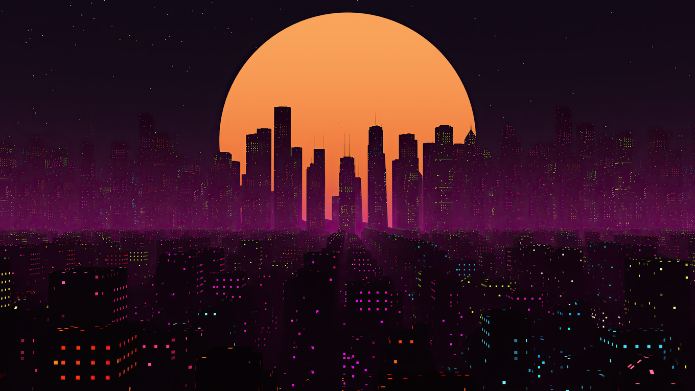 1360x765 Retrowave City Sunset 4k 1360x765 Resolution HD 4k Wallpapers ...