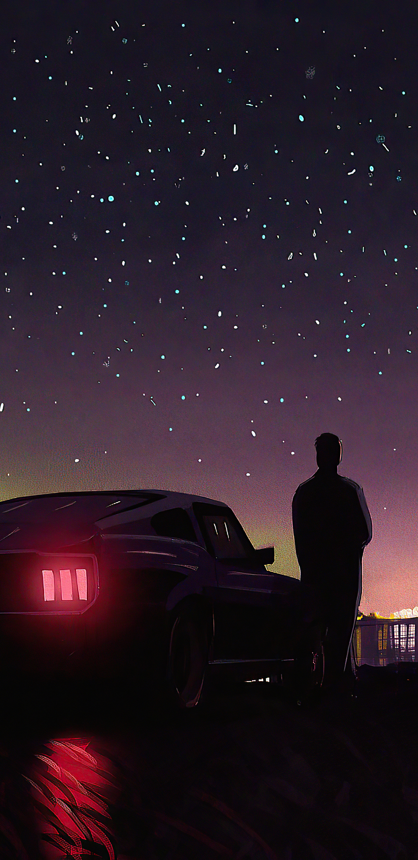 1440x2960 Retrowave Nights With Ford Mustang 4k Samsung Galaxy Note 9,8 ...