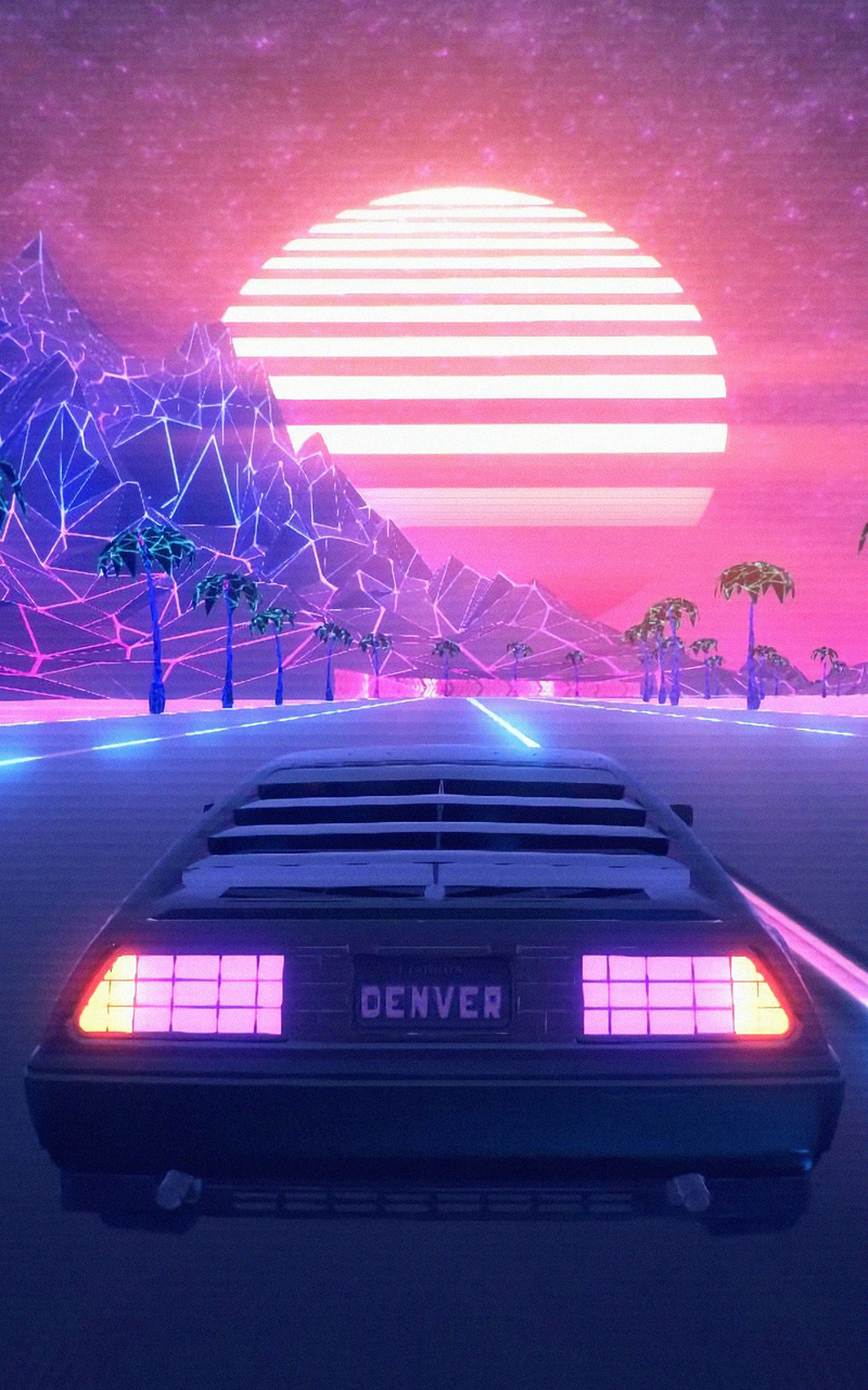 800x1280 Retrowave Road Car 4k Nexus 7,Samsung Galaxy Tab 10,Note ...