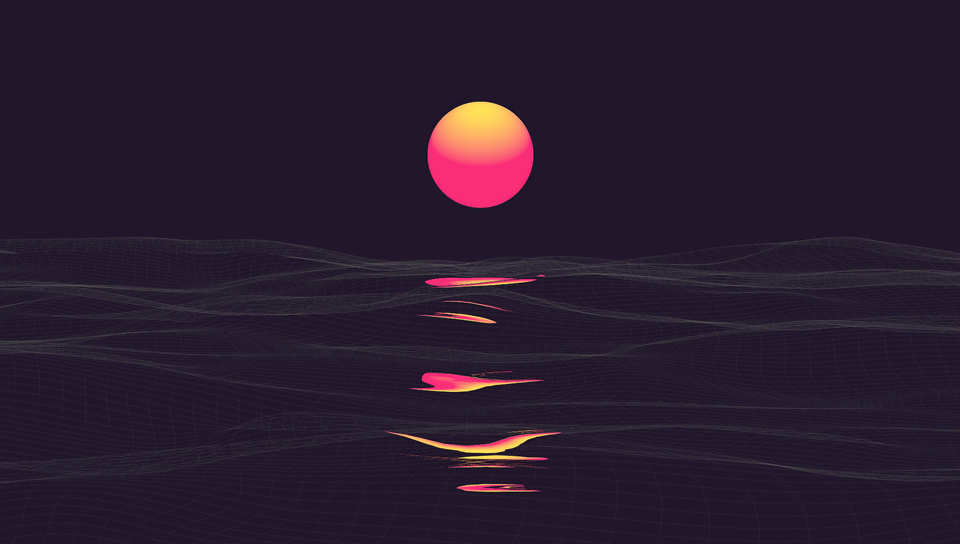 960x544 Retrowave Sunrise Reflection Clear Sky 4k 960x544 Resolution HD ...