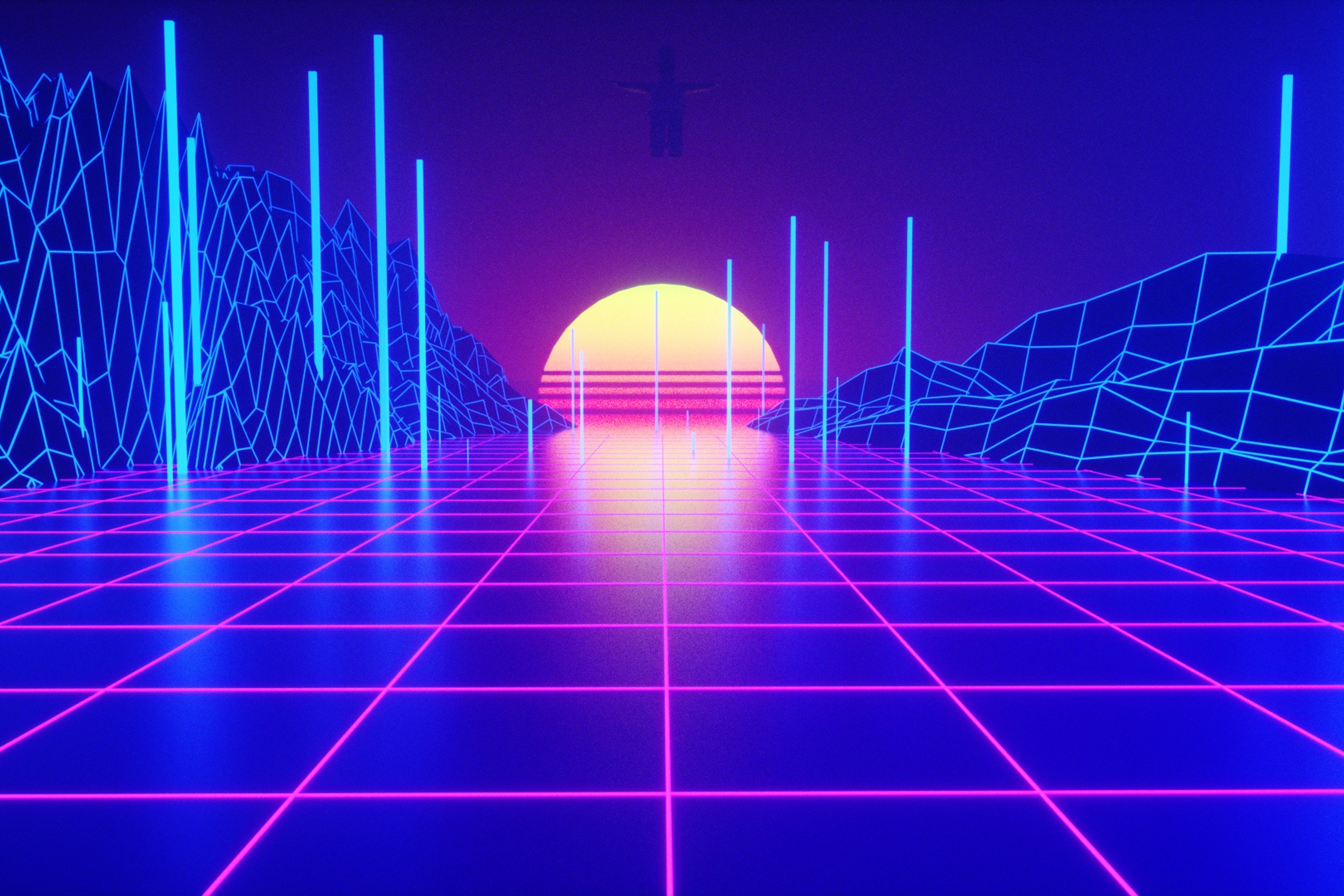 3840x2560 Retrowave Tron Grid 3840x2560 Resolution HD 4k Wallpapers ...