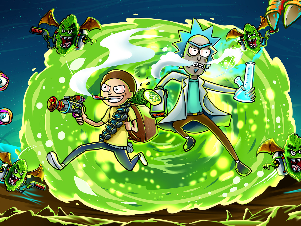 1280x960 Rick And Morty In Another Dimension Illustration 1280x960 ...