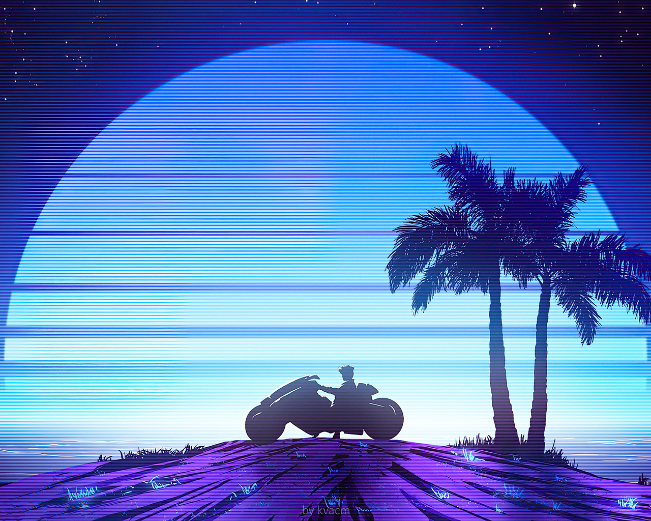 1280x1024 Riding To Synthwave Beach 1280x1024 Resolution HD 4k ...