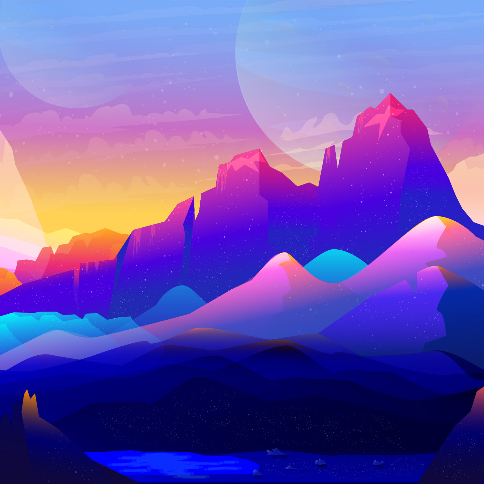 2048x2048 Rock Mountains Landscape Colorful Illustration Minimalist Ipad  Air HD 4k Wallpapers, Images, Backgrounds, Photos and Pictures