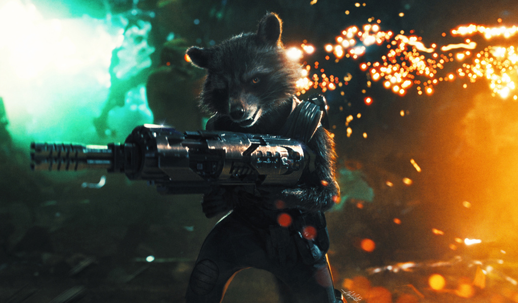 1024x600 Rocket Raccoon With Gun 1024x600 Resolution HD 4k Wallpapers ...