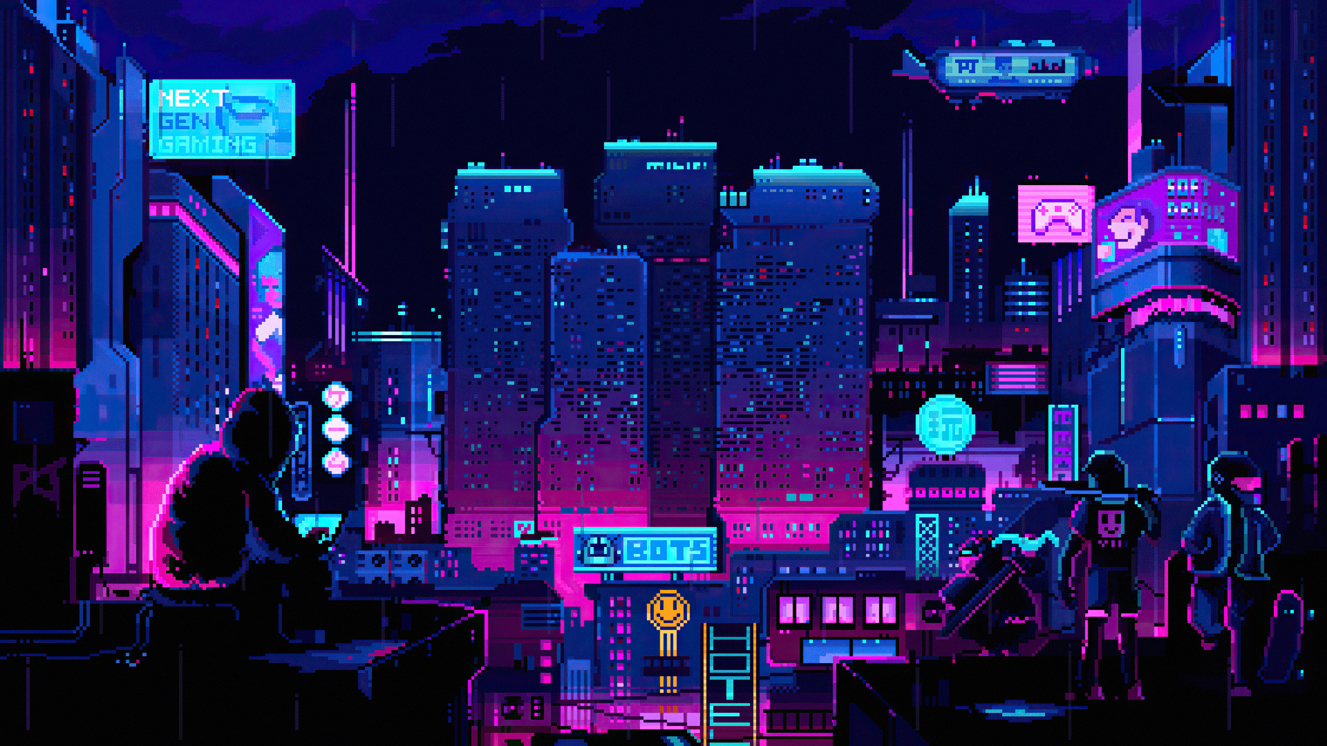 Download 8 Bit Neon City for desktop or mobile device. Make your device  cooler and more beautiful.