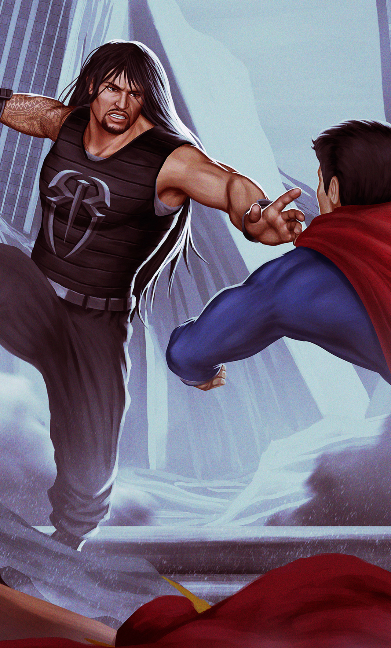 1280x2120 Roman Reigns Vs Superman Art iPhone 6+ HD 4k Wallpapers, Images,  Backgrounds, Photos and Pictures