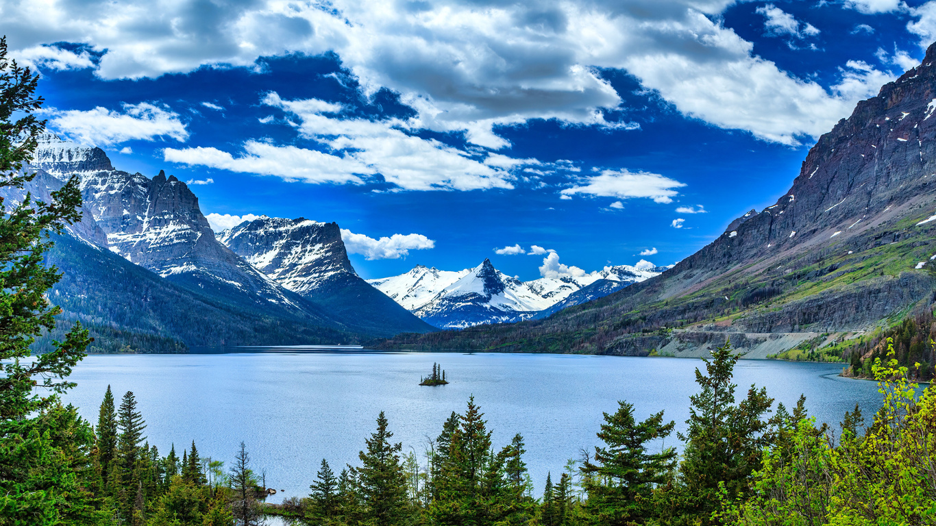 1366x768 Saint Mary Lake In Glacier National Park Laptop HD ,HD 4k ...