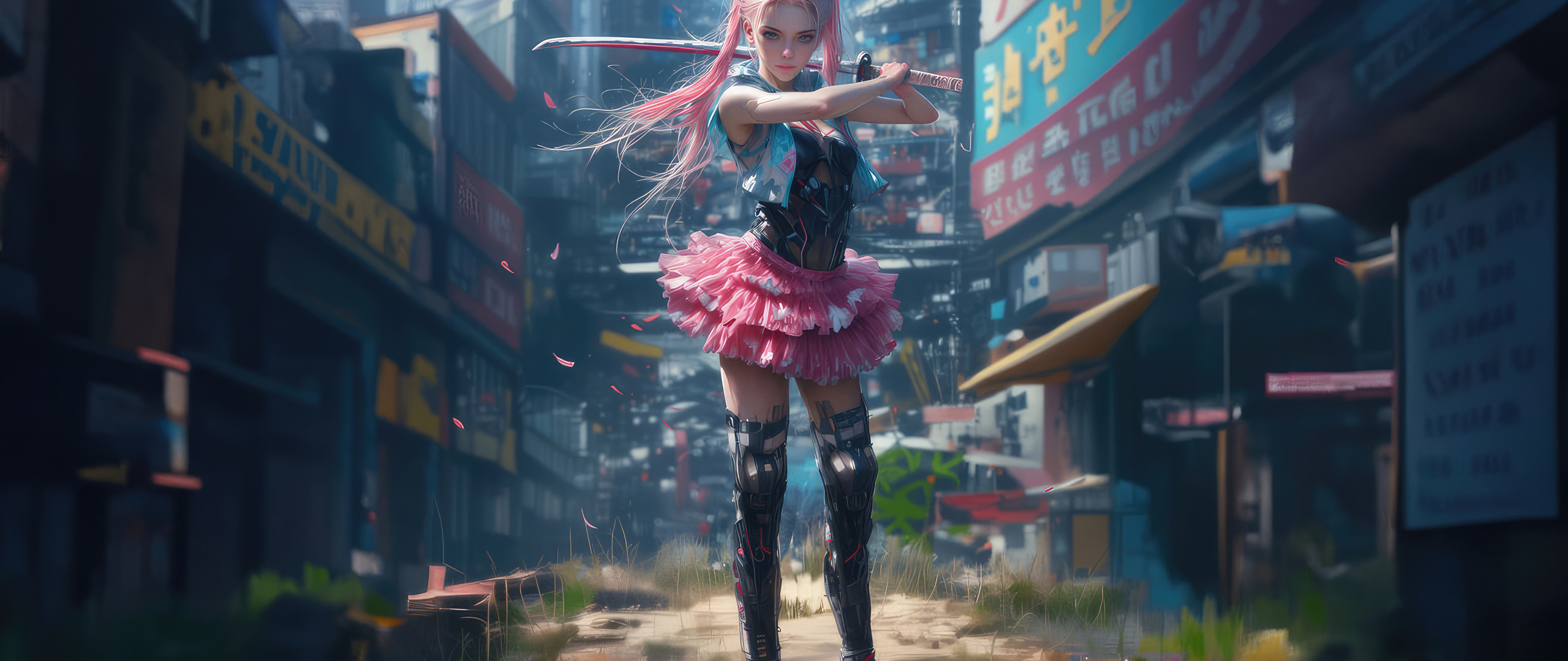 2560x1080 Samurai Girl Claiming Her Alley Wallpaper,2560x1080 ...