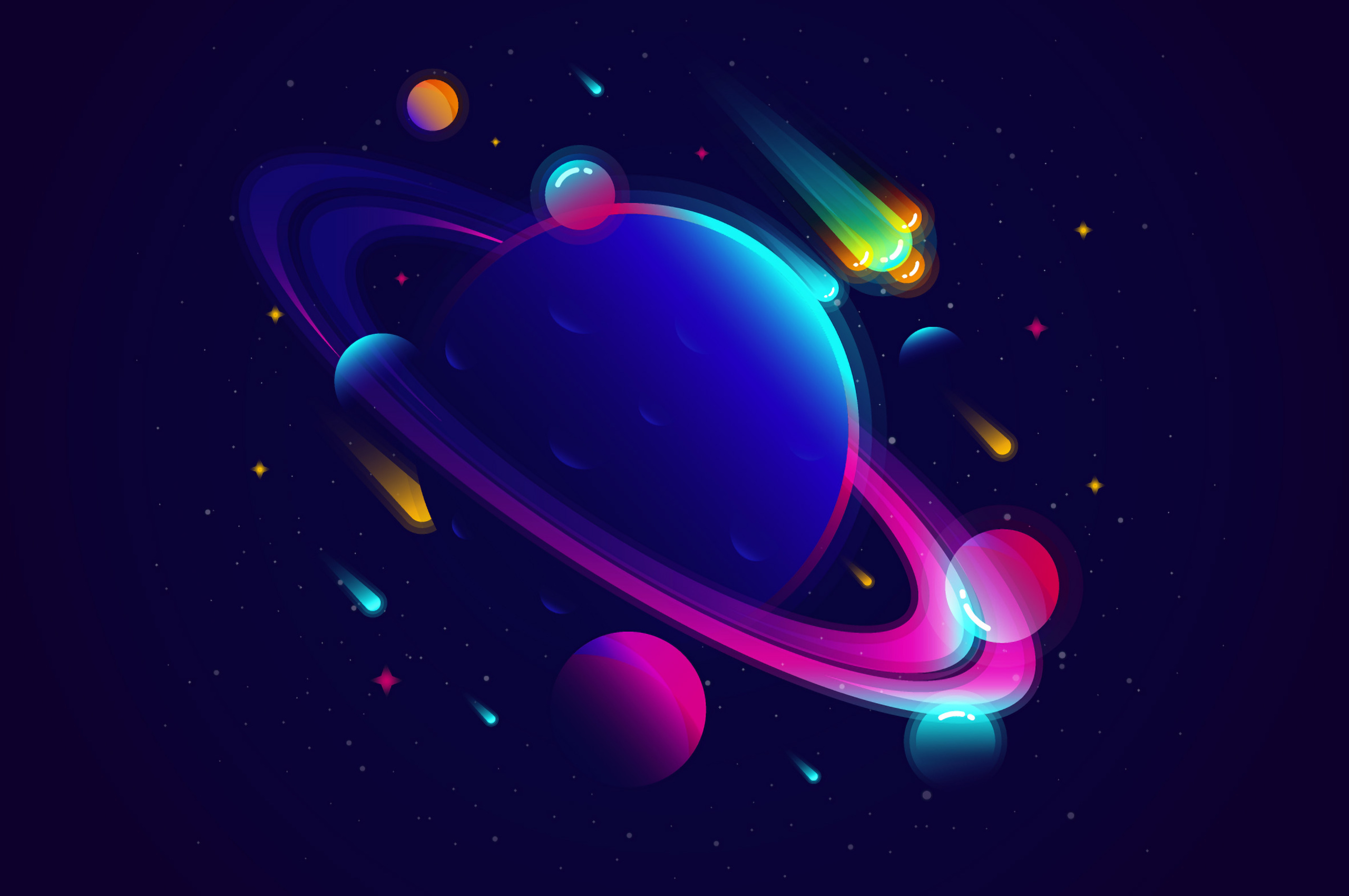 2560x1700 Saturn Planet Illustration Minimalist Chromebook Pixel
