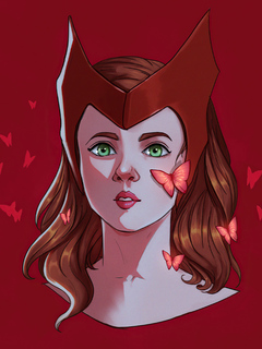 Scarlet Witch Face Portrait Minimal 4k Wallpaper In 240x320 Resolution