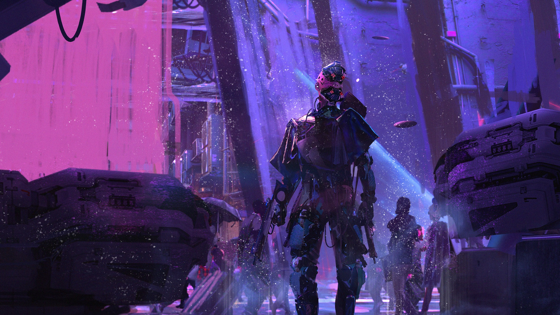 HD cyberpunk robot city wallpapers