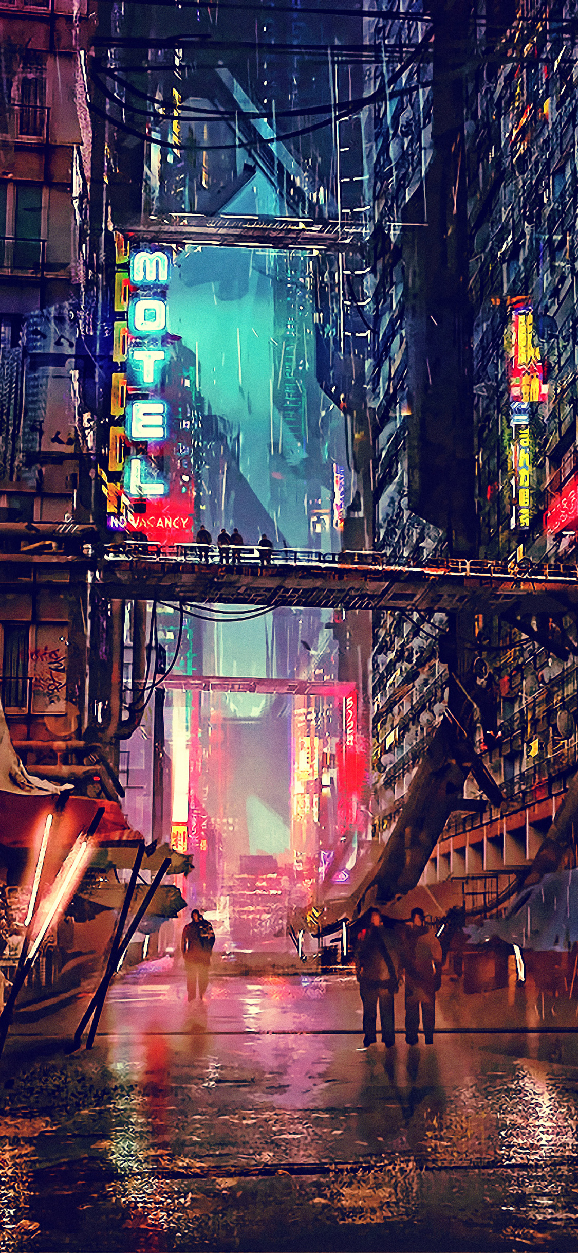 Download wallpaper 750x1334 cyberpunk, city, buildings, art, iphone 7,  iphone 8, 750x1334 hd background, 25488