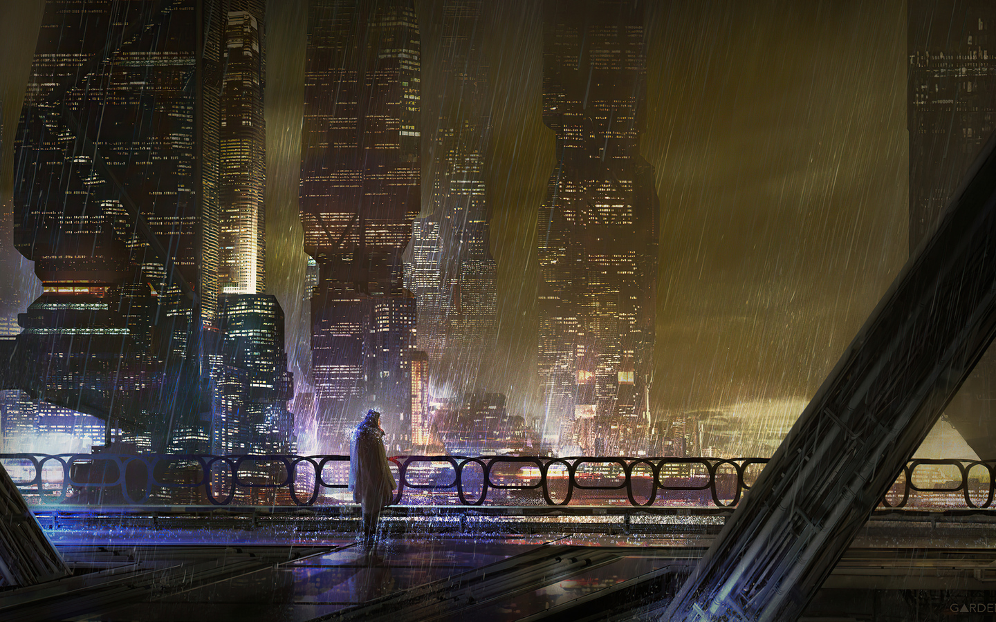 Scifi City Rain 5k Wallpaper In 1440x900 Resolution