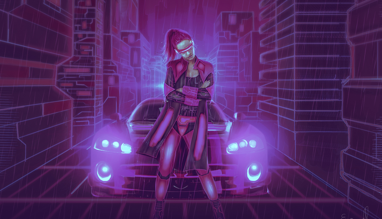 Cyberpunk Girl Car Sci-Fi HD 4K Wallpaper #8.1419