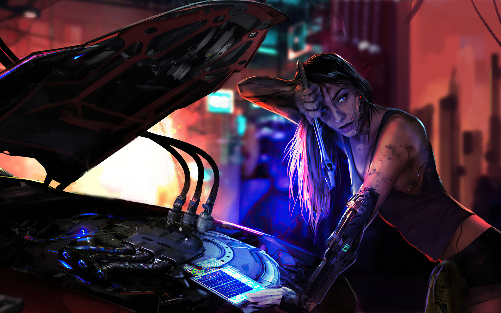 Cyberpunk car girl фото 70