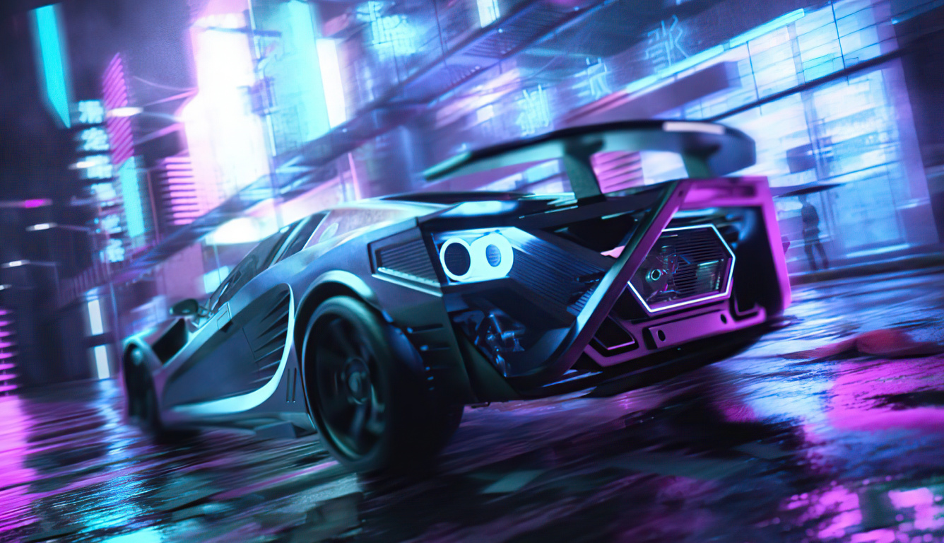 1336x768 Scifi Neon Cars On Street Laptop HD HD 4k Wallpapers, Images ...