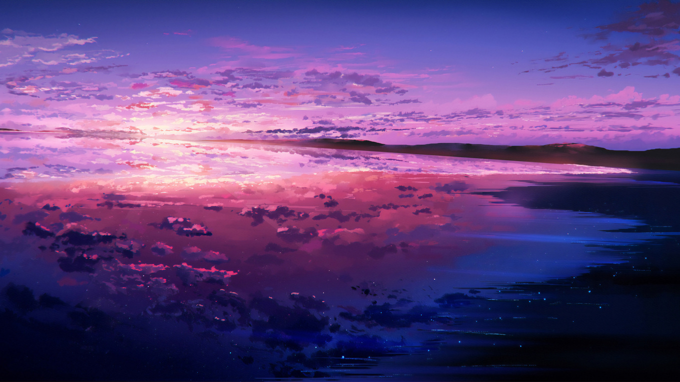 1360x765 Sea Sky Clouds Illustration 4k 1360x765 Resolution HD 4k ...