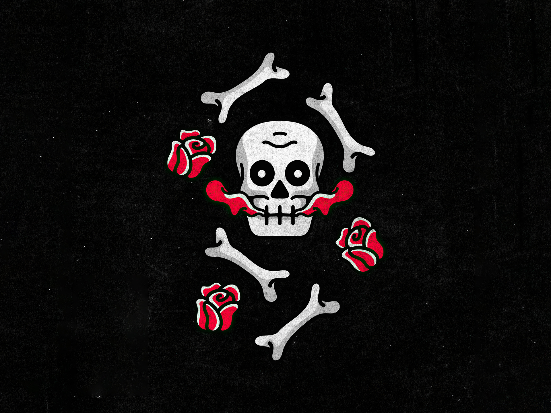 1920x1440 Skull And Roses Dark Minimal 4k 1920x1440 Resolution HD 4k ...