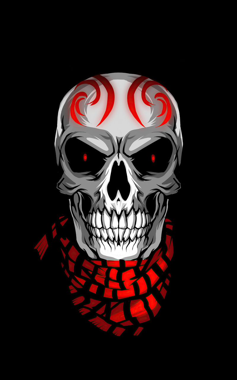 800x1280 Skull With Scarves Minimal 4k Nexus 7,Samsung Galaxy Tab 10,Note  Android Tablets HD 4k Wallpapers, Images, Backgrounds, Photos and Pictures