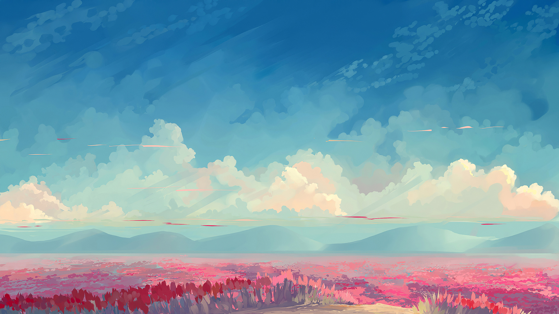 4K Desktop Wallpaper of Sky, Clouds, Red and Night Stock Illustration