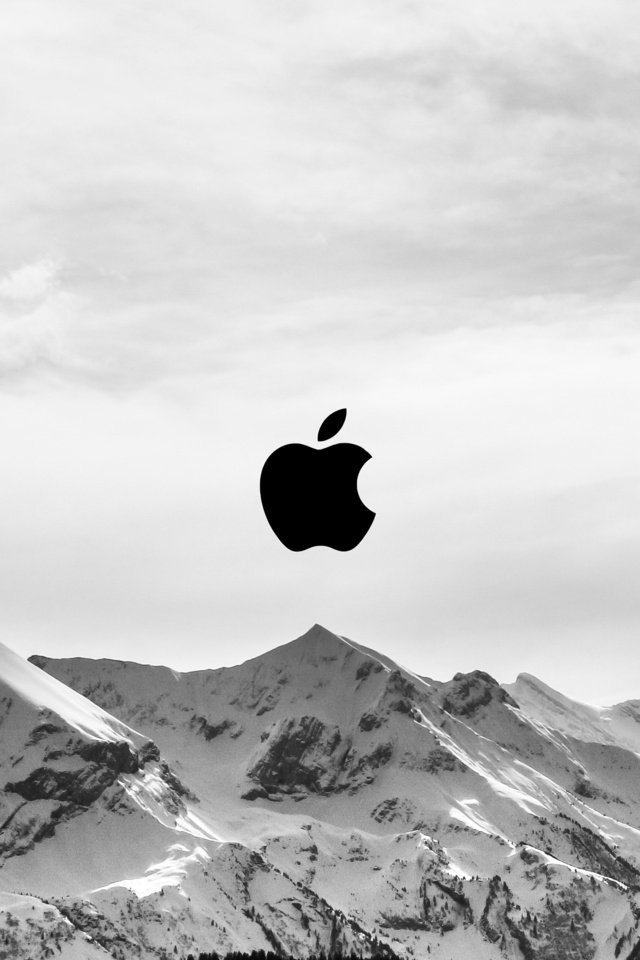 640x960 Snow Mountains Apple Logo 5k iPhone 4, iPhone 4S HD 4k Wallpapers,  Images, Backgrounds, Photos and Pictures