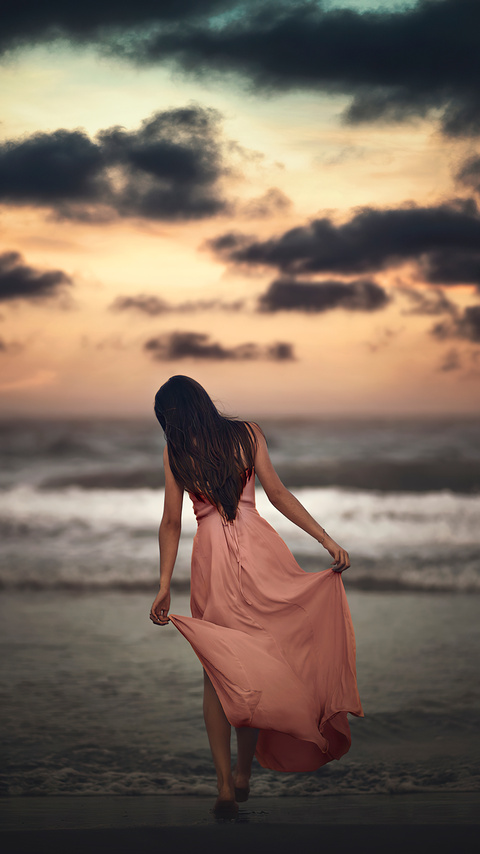 Somewhere Alone At Beach Wallpaper In 480x854 Resolution