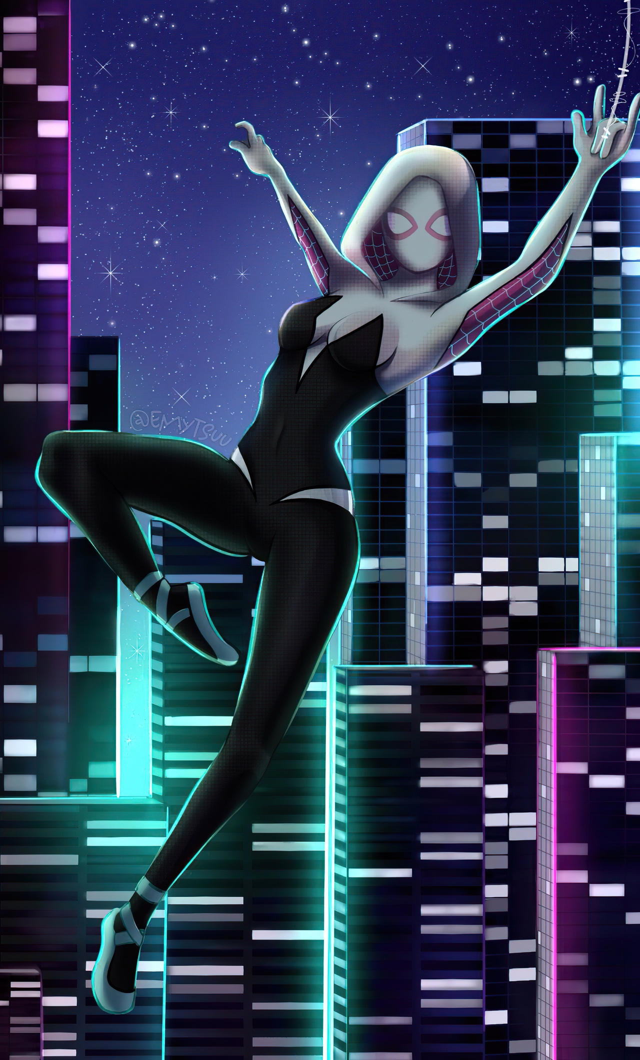 1280x2120 Spider Gwen City Lights 4k iPhone 6+ ,HD 4k Wallpapers,Images ...