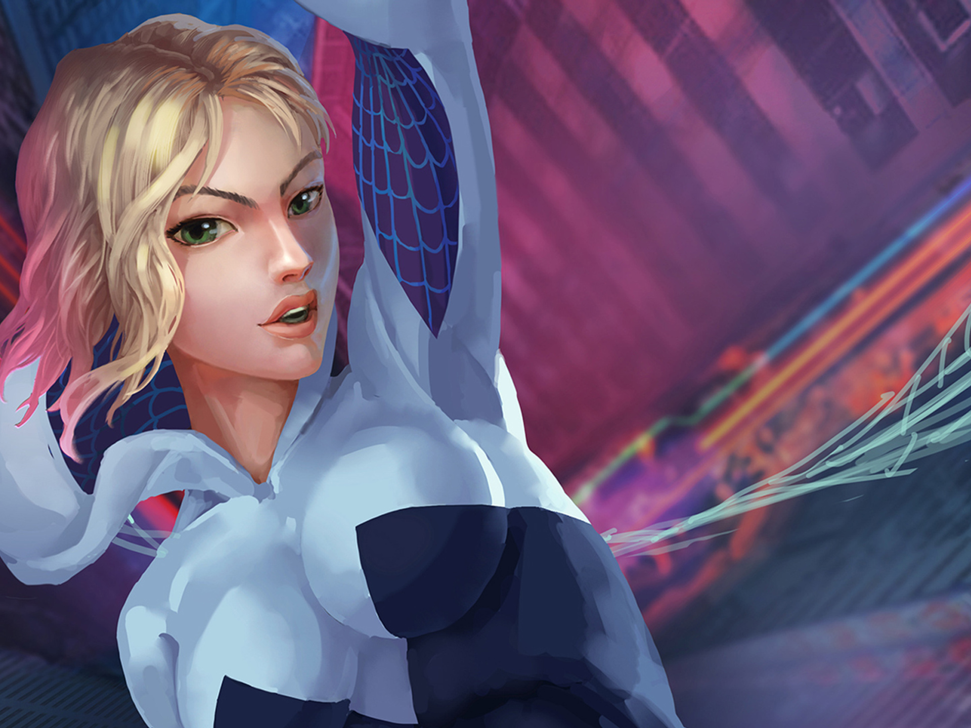 1920x1440 Spider Gwen Into The Spider Verse Art 1920x1440 Resolution HD ...