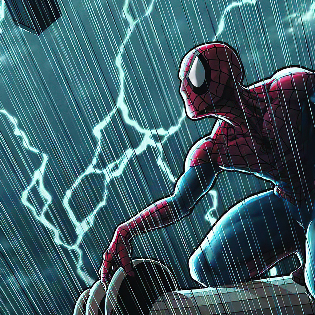 1024x1024 Spider Man In Rain 1024x1024 Resolution HD 4k Wallpapers ...