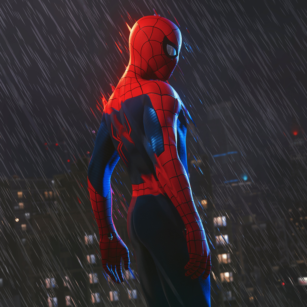 1024x1024 Spider Man In The Rain 1024x1024 Resolution HD 4k Wallpapers ...